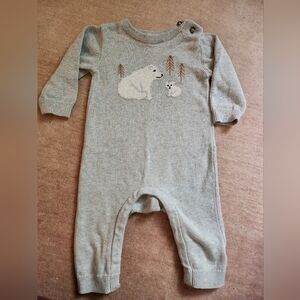 Gray Baby Sweater Onesie with Polar Bear Design